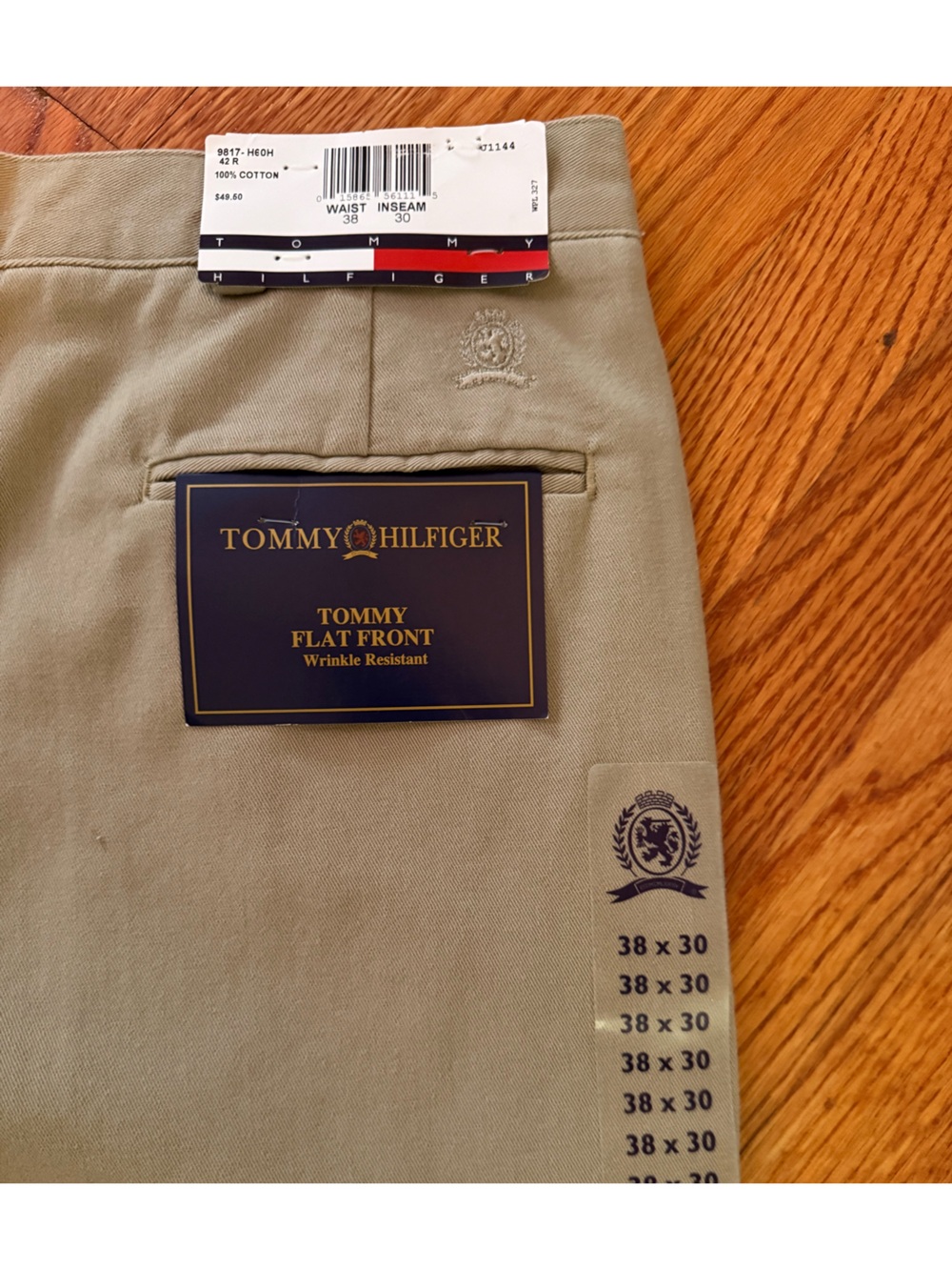 Tommy Hilfiger Men's Flat Front Pants in Khaki 38x30